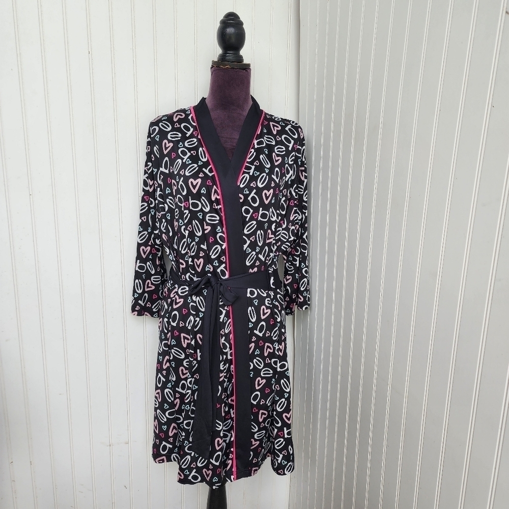 BEBE Sleepwear Women's Soft Jersey Stretch Black Pink Pajama Plus Size 2X